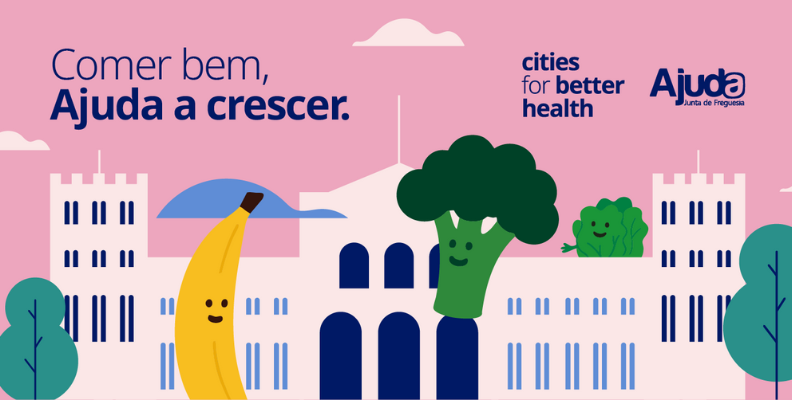 Ilustração com elementos alimentares.