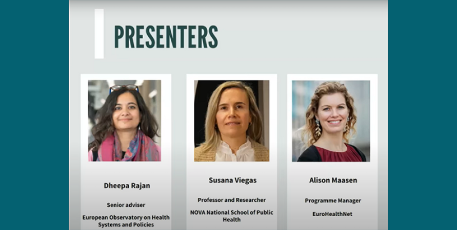 Imagem com o painel das pessoas que não apresentar: Pheepa Rajan, Susana Viegas e Alison Maasen.