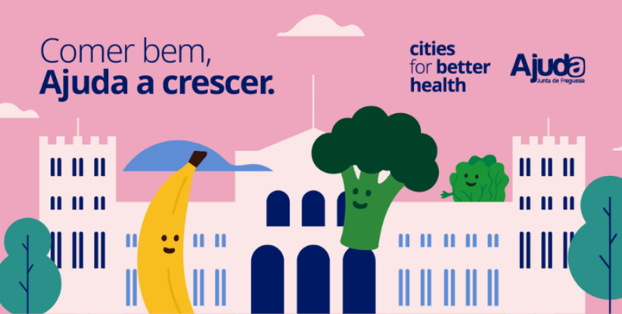 Ilustração com elementos alimentares.